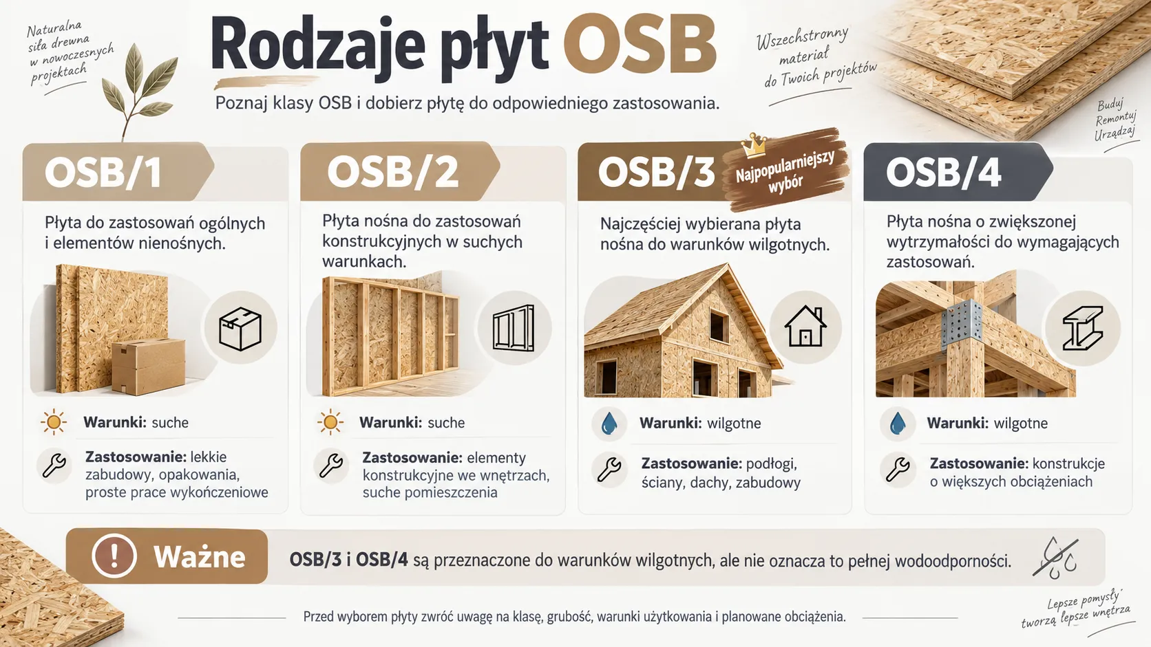 Rodzaje płyt OSB