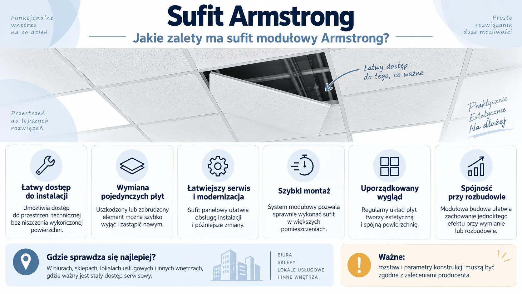 Sufit Armstrong - jakie zalety ma sufit modułowy Armstrong?