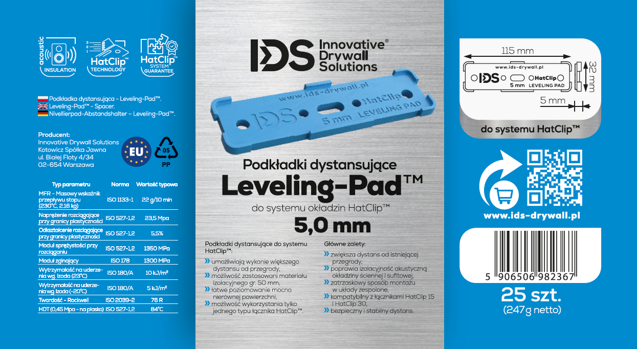 IDS Podkładka Dystansująca Leveling Pad 5mm 25szt. do Systemu HatClip
