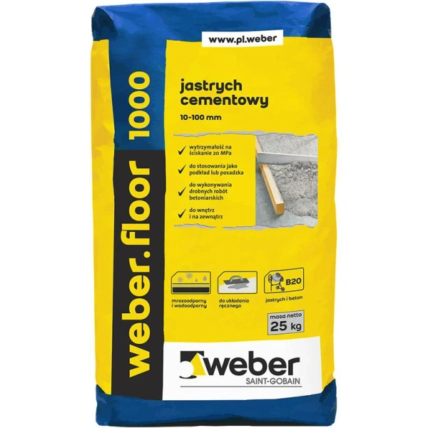weber.floor 1000 posadzka cementowa 10-100mm 25kg