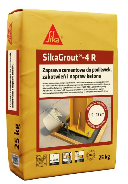 SikaGrout-4R – Szybkowiążąca zaprawa podlewkowa, bezskurczowa i wysokowytrzymała, 25kg