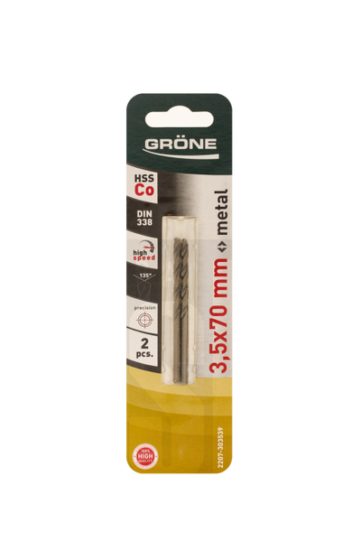 KAEM  Wiertło do metalu HSS Co 3,5mm DIN 338 op.2szt.
