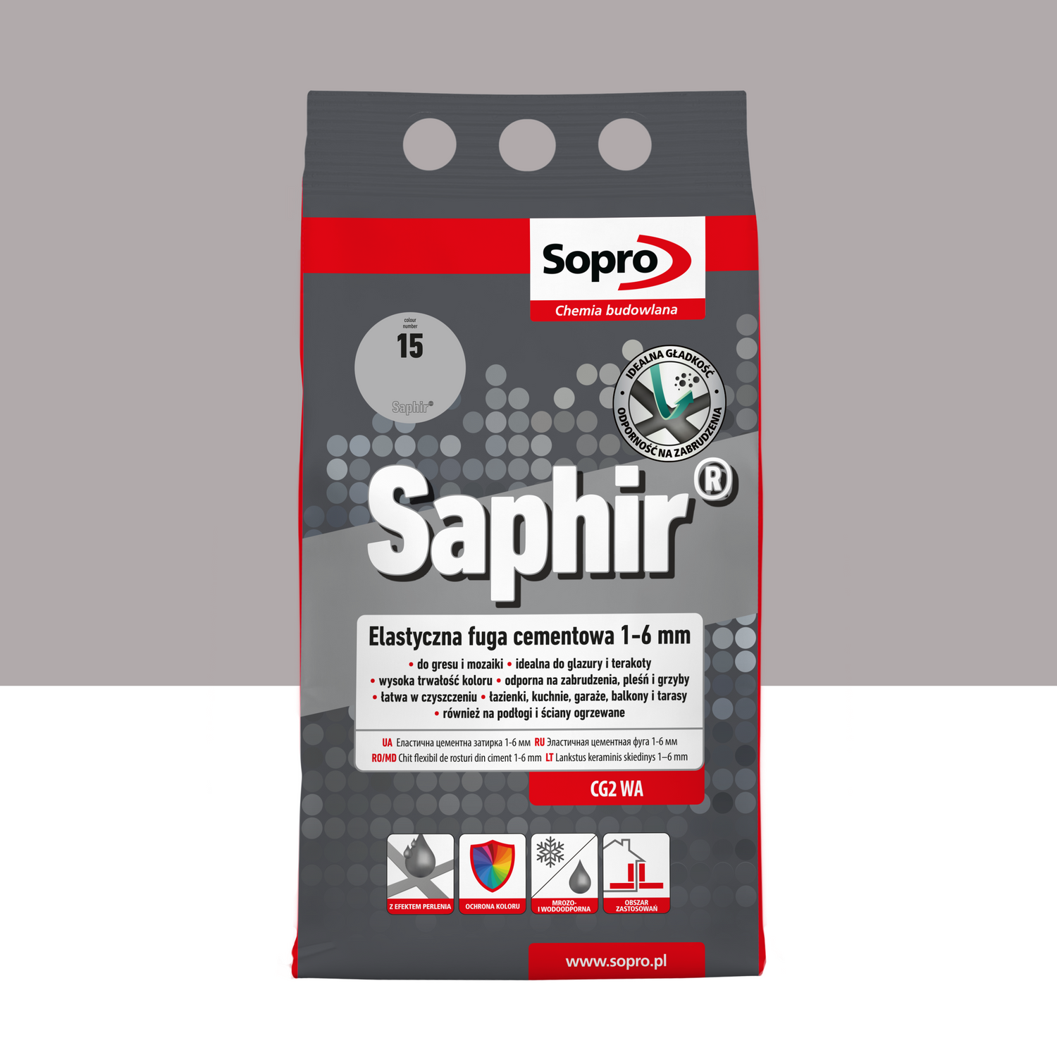 Cement elastyczny SOPRO 9503A_SAPHIR do fug 1-6mm, kolor szary, opakowanie 4kg