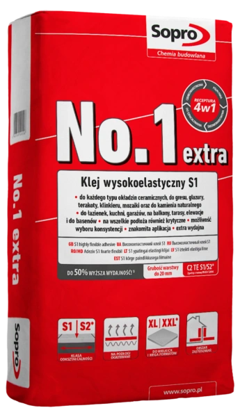 SOPRO N0.1 400 EXTRA Wysoko elastyczna zaprawa klejowa extra 22,5 kg  (SKU)
