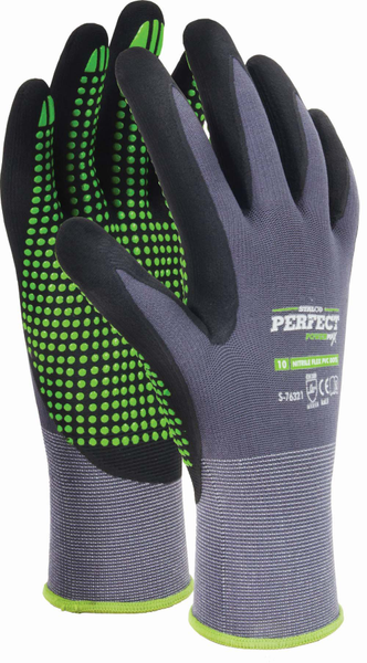 RĘKAWICE NYLONOWE  "NITRILE FLEX PVC DOTS"  10"  S-76321  STALCO PERFECT