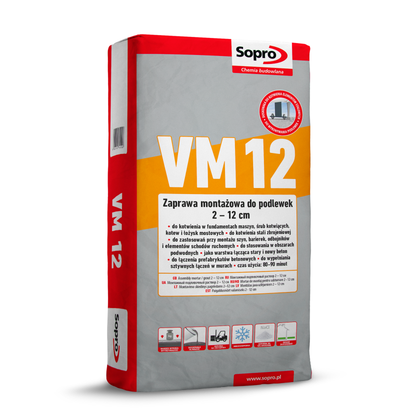 SOPRO VM 12 Zaprawa montażowa szybkowiążąca do podlewek 745/25