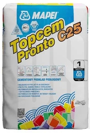 Mapei Topcem Pronto 25 kg – Błyskawiczna Wylewka Cementowa C25 | Szybkoschnący Jastrych