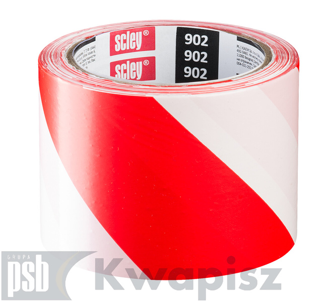 KAEM Taśma ostrze.bialo/czerwo. 8cm zwykła, nieklejąca 100 mb dł.