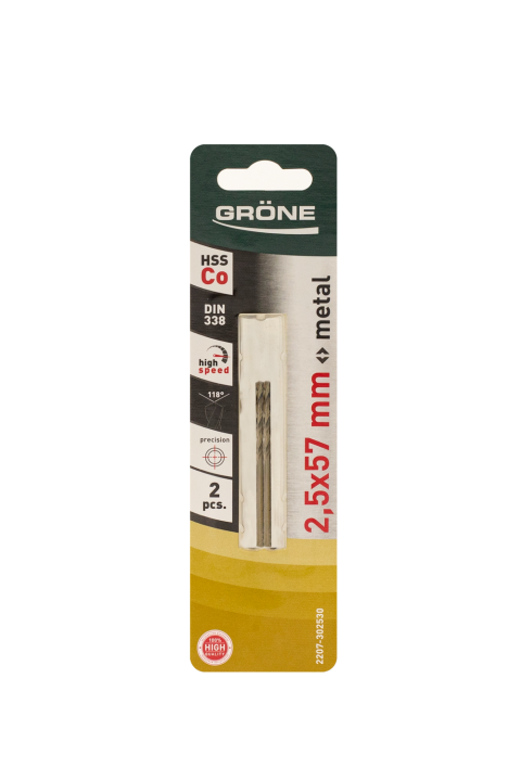 KAEM Wiertło do metalu HSS Co 2,5mm DIN 338 op.2szt.