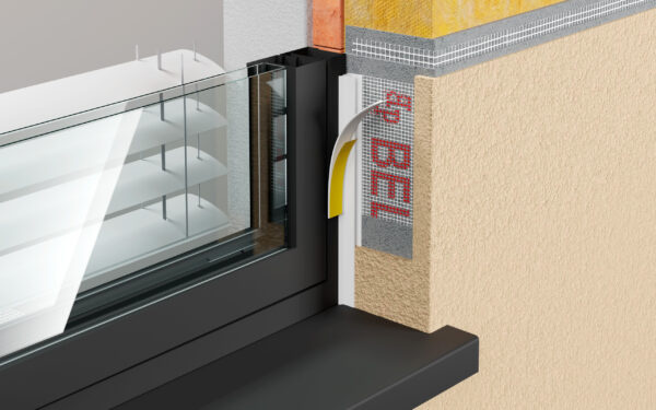 Listwa przyokienna z uszczelką i siatką BELLA PLAST BP13 (9mm/6mm) L-300 – Profil dylatacyjny okienny z siatką (25 szt./opak.)