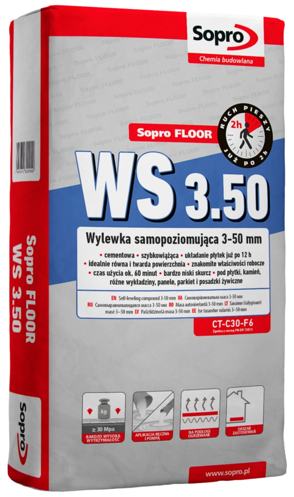 SOPRO FLOOR WS 3.50 3-50mm 290 op. 25kg WYLEWKA SAMOPOZIOMUJĄCA pal. 40szt