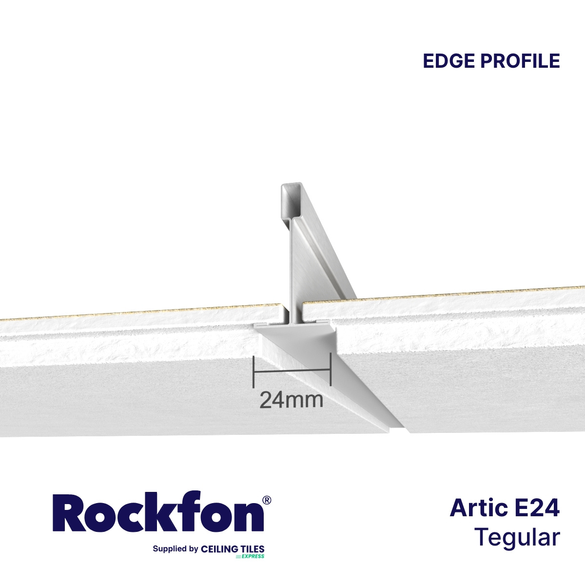ROCKFON - płytka z wełny miner. ARTIC E24S8, 600x600x15mm, pal 115,2m2 (20kart) nr 240041