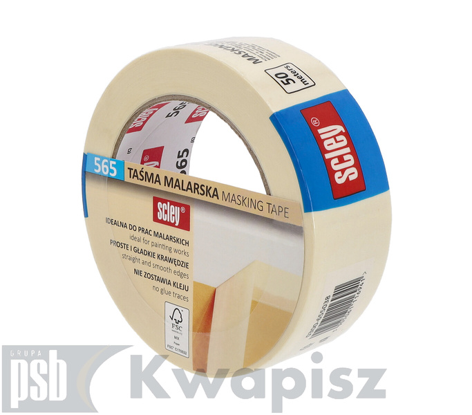 KAEM SCLEY TAŚMA MASKUJĄCA 38X50M *565* BIAŁA KAUCZUK 7DNI FSC