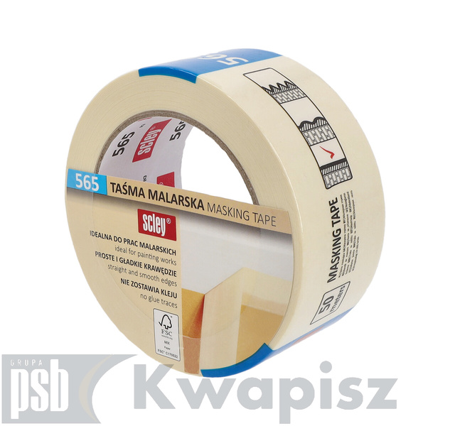 KAEM SCLEY TAŚMA MASKUJĄCA 48X50M *565* BIAŁA KAUCZUK 7DNI FSC