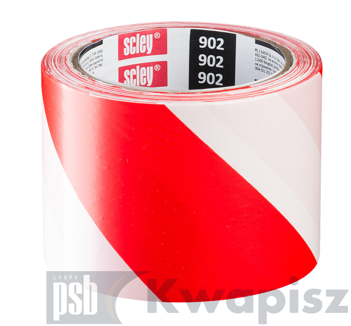 KAEM Taśma ostrze.bialo/czerwo. 8cm zwykła, nieklejąca 100 mb dł.