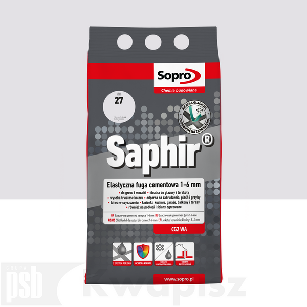 SOPRO 9515A_SAPHIR Elastyczna fuga cementowa 1-6mm PERGAMON 27, 4kg