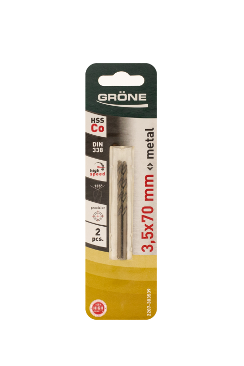 KAEM Wiertło do metalu HSS Co 3,5mm DIN 338 op.2szt.