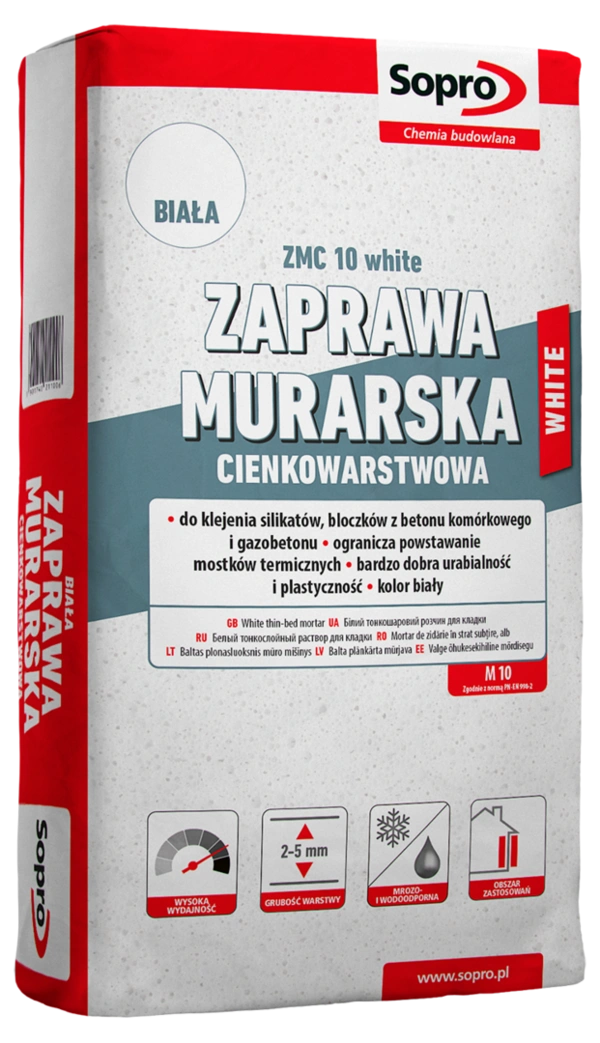 SOPRO 211  ZMC 10 white Biała zaprawa murarska cienko.BAG_25kg
