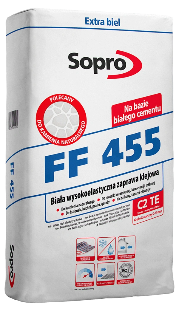 SOPRO FF 455 elast. zapr. klej. biała 25kg
