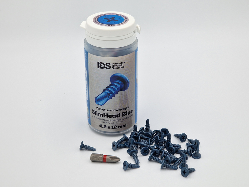 IDS Wkręty Samowiercące SlimHead Blue 4,2x12mm 250szt. Wkręt Płaski Łeb do Profili