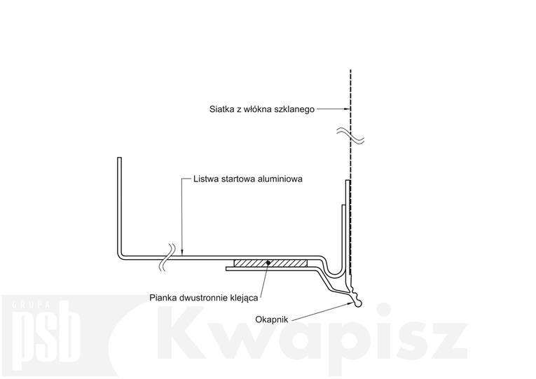 Listwa okapnikowa podtynkowa z siatką BELLA PLAST BP14 LUX N L-250 – Profil okapnikowy (kapinos) ukryty