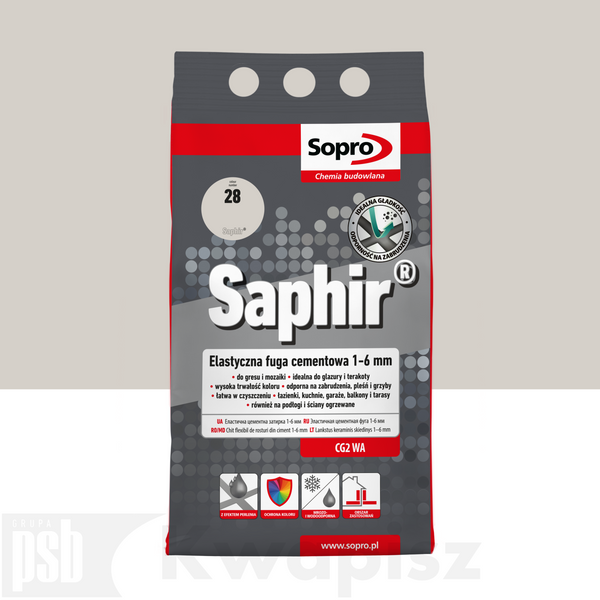 SOPRO 9516A_SAPHIR Elastyczna fuga cementowa 1-6 mm, kolor jaśminowy, opakowanie 4 kg