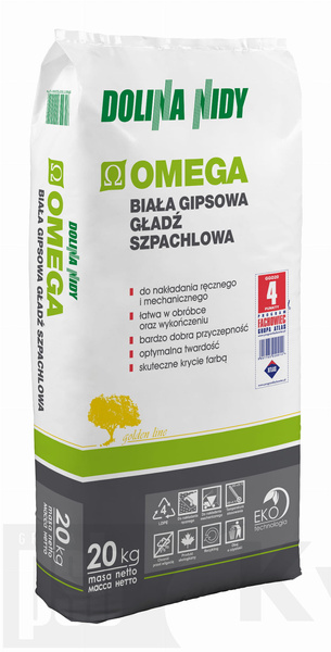 Dolina Nidy OMEGA 20 kg – Biała gipsowa gładź szpachlowa (Opakowanie foliowe)