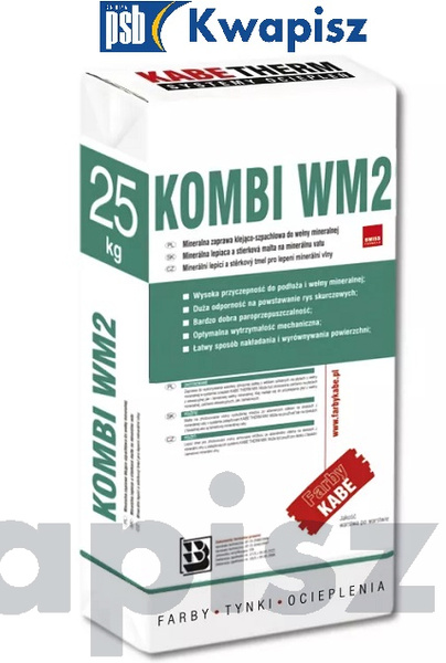 KABE KOMBI WM2  op.25 kg  uniwersalny klej do przyklejania siatki i wełny