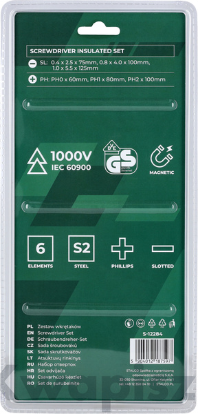 Wkrętaki elektrotechniczne 6 elem. STAL S2 1000V STALCO S-12284