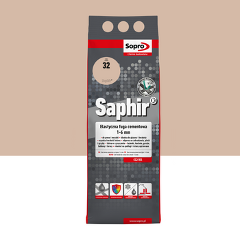 Elastyczny Cement Fugowy SOPRO 9517A_SAPHIR Beżowy 1-6mm 2kg - Wysoka Odporność na Wodę i Elastyczność dla Płytek Ceramicznych