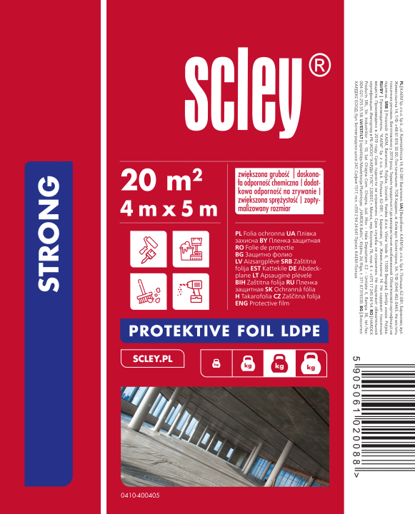 KAEM Folia budowlana 4x5m 40my PRZEZROCZYSTA, BIAŁA strong (SKU)