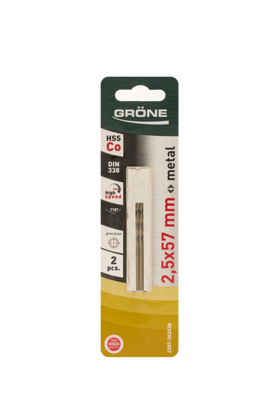 KAEM  Wiertło do metalu HSS Co 2,5mm DIN 338 op.2szt.