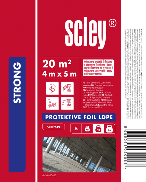 KAEM Folia budowlana 4x5m 40my   PRZEZROCZYSTA, BIAŁA strong (SKU)