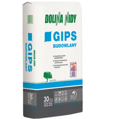Dolina Nidy Gips Budowlany 30 kg – Szybkowiążący gips do prac instalacyjnych i naprawczych