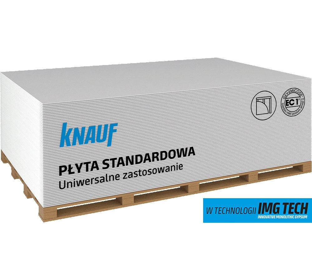 KNAUF pł. gipsowa zwykła A10  2000x1200x 9,5mm (pal.   84 szt.)