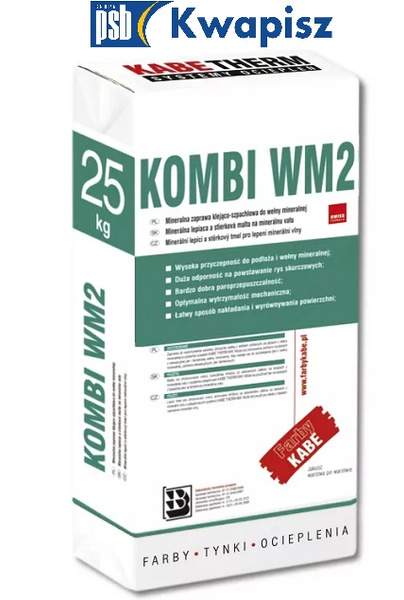 KABE KOMBI WM2  op.25 kg  uniwersalny klej do przyklejania siatki i wełny