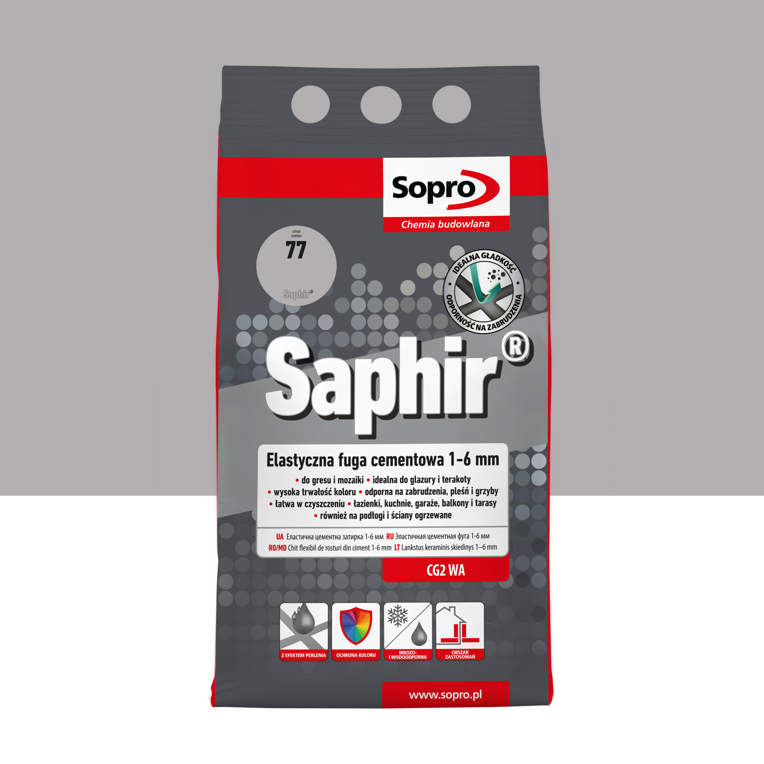 SOPRO 9513A_SAPHIR Elastyczna Fuga Cimentowa 1-6mm Manhatan 77 4kg - Idealna do zastosowań budowlanych i dekoracyjnych, zapewniająca trwałość i estetykę.