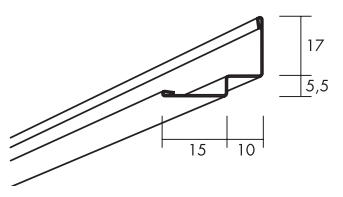 Ecophon Connect white01  listwa cieniowa  L 3000mm   (profil schodkowy 17x10x5,5x15mm)