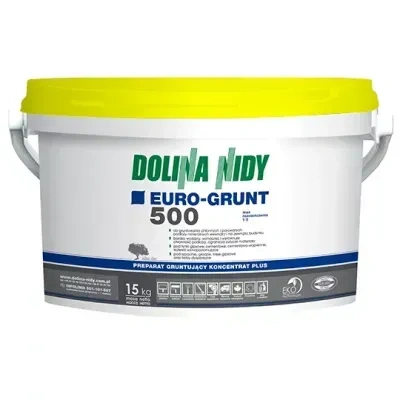 Dolina Nidy EURO-GRUNT 500 Koncentrat Plus 15 kg – Żółty grunt głęboko penetrujący do podłoży chłonnych