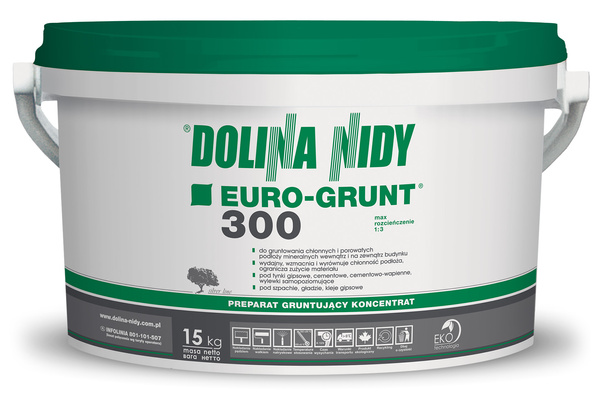 Dolina Nidy EURO-GRUNT 300 Koncentrat 15 kg – Niebieski preparat gruntujący do podłoży chłonnych