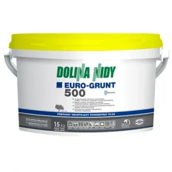 Dolina Nidy EURO-GRUNT 500 Koncentrat Plus 15 kg – Żółty grunt głęboko penetrujący do podłoży chłonnych