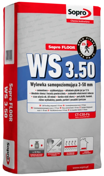 SOPRO FLOOR WS 3.50  3-50mm 290  op. 25kg  WYLEWKA  SAMOPOZIOMUJĄCA  pal. 40szt