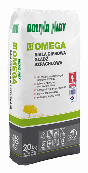 Dolina Nidy OMEGA 20 kg – Biała gipsowa gładź szpachlowa (Opakowanie foliowe)