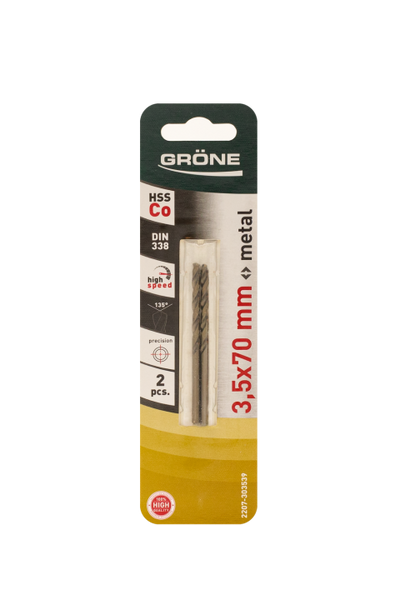 KAEM  Wiertło do metalu HSS Co 3,5mm DIN 338 op.2szt.
