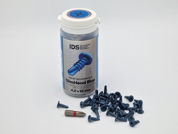 IDS Wkręty Samowiercące SlimHead Blue 4,2x12mm 250szt. Wkręt Płaski Łeb do Profili