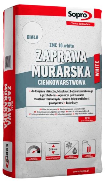 SOPRO 211  ZMC 10 white Biała zaprawa murarska cienko.BAG_25kg