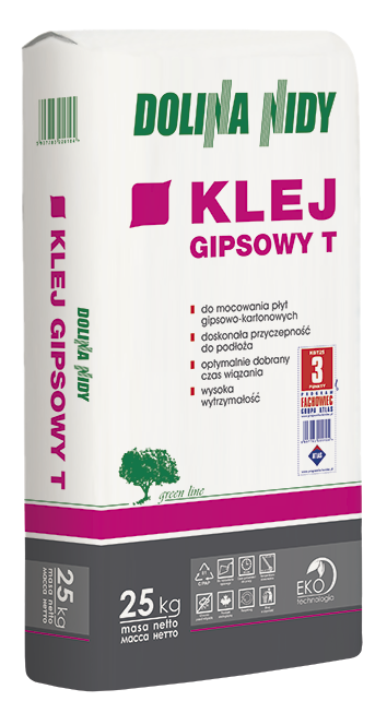 Dolina Nidy Klej Gipsowy T 25 kg – Profesjonalna zaprawa do montażu płyt G-K