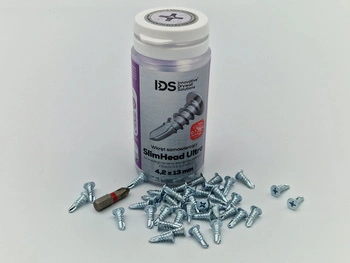 IDS Wkręty Samowiercące SlimHead Ultra 4,2x13mm 250szt. Płaski Łeb 0,7mm plus BIT PH2