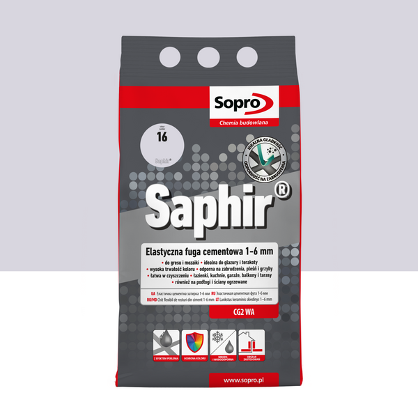 SOPRO 9501A SAPHIR Elastyczna Fuga Cementowa 1-6mm Jasnoszara 4kg