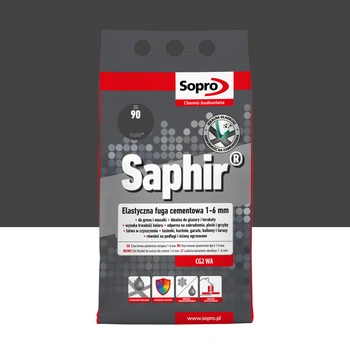 Elastyczny cement do fug SOPRO 9524A_SAPHIR, czarny, 4 kg, 1-6 mm, idealny do profesjonalnych aplikacji wykończeniowych w budownictwie.